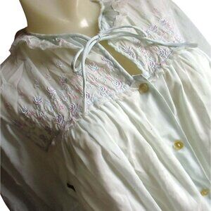 Vintage 1950s Bedjacket Charmode Womens Medium Nighty Top Nylon sz 36 Lace Blue